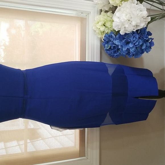 NWT! Dress The Population Micaela Electric Blue 💙 Sheer Inset Body-Con Dress XS - Picture 9 of 16